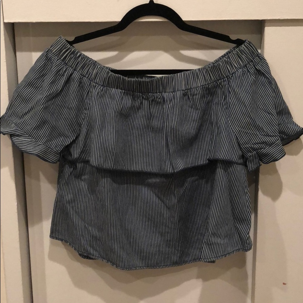 Wild Blue Off the Shoulder Top